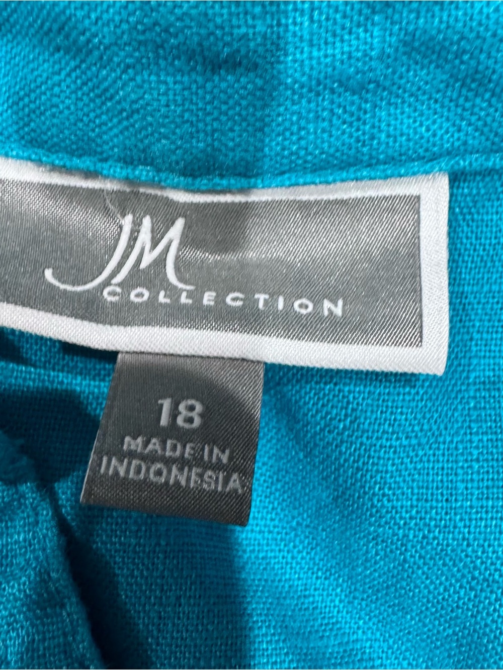 JM Collection size 18 Turquoise Button-Up Shirt Linen - Picture 6 of 8